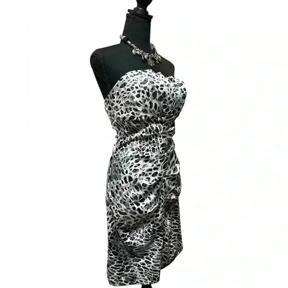 Animal print black, grey, silver semi formal tube dress, EUC, Size 7/8 - Picture 4 of 6